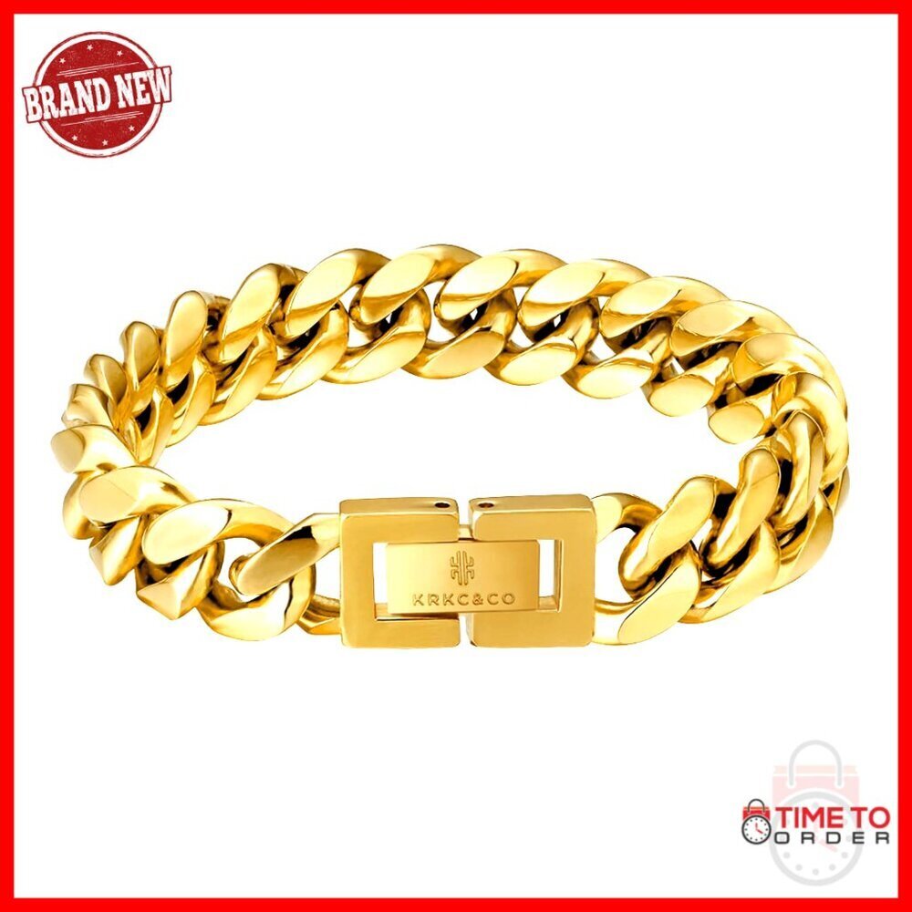 Men's 12mm Cuban Link Bracelet, Stainless Steel, Iced Out CZ, Gift